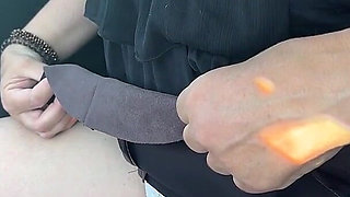 Exhibition in Micro Skirt in Public and Anal Plug