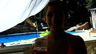 Amateur real small titted party teen slammed in gym class