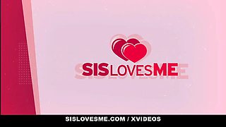 Sis Loves Me - curvy teen made to get down on her knees and sucks stepbro\u2019s dick to keep her secrets