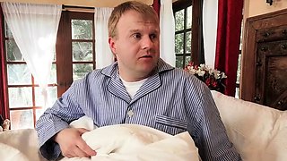 Cucked Husband Watches His Black Haired Wife Deepthroat and