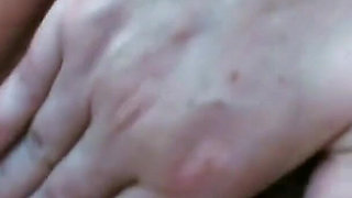 Extremely fat mature is caught masturbating in the forest and given a big cock