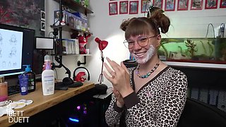 Skinny German Brunette Gets Huge Facial Cumshot - Petite Amateur POV Care