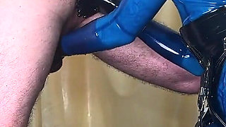 Inside the Training 28: Blue Latex Catsuit, Suspension, Fisting & Pegging in Extreme Heat
