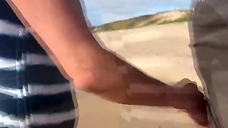 At the beach, the slutty blonde girl wants to have her ass full of semen