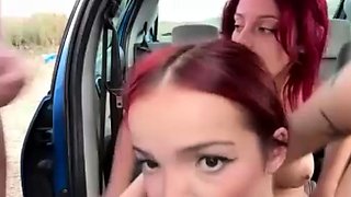 Two Italian sluts share facial after hard outdoor pounding l