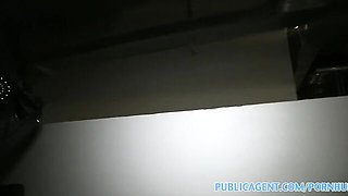Parking lot fucking wraps a black-haired Public Agent beauty