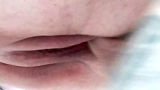 Close-up sex and fat woman's pussy in cum