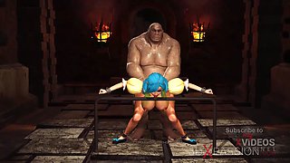 Fantastic female elf gets screwed by the gigantic ogre in the dungeon