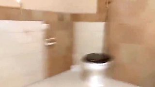Backstage: Hairy Redhead MILF Peeing and Wiping Her Wet Pussy