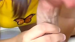 Amateur Brunette Newbie Gives Wet POV Blowjob Then Rides Big Cock