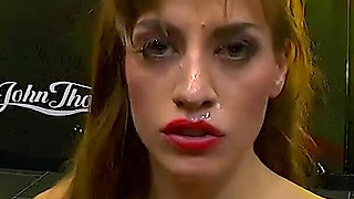 Girl with tattoo Silvia Dellai gets cock in the mouth