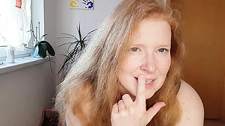 Amateur Redhead in Lingerie Jerks Off with Me - Cum on My Face Climax