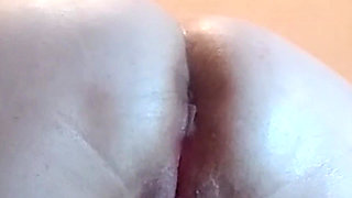 Toy, cock and cum in my ass close-up