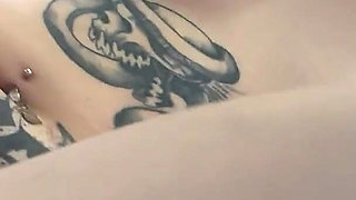 Goth Girl Fingers Her Belly Button and Plays with Navel Piercing