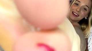 Blonde babe in stockings foot fetish and fucking