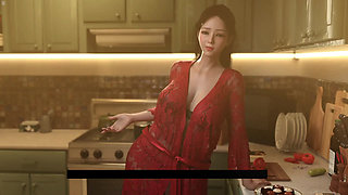 Japanese Stepmom Shaking Her Big Ass In Kitchen