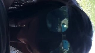 Well-shaped brunette baddie craves her lover's dong on a sunny day trip