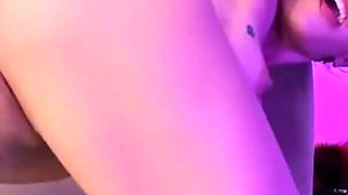 Skinny Girl with Glasses Fucks Herself with Giant Dildo and Ends up Squirting with Squirt