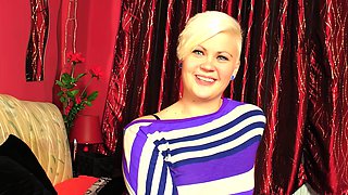 Short-haired German blonde does her first sex casting