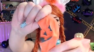Big boobs camgirl rides her toy on webcam