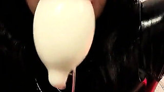 Latex Fetish Condom in My Horny Mouth, I Swallow a Toy with a Condom and Explode Semen