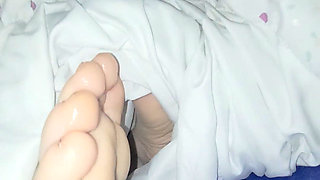 Licking Wife's Toes in Bed