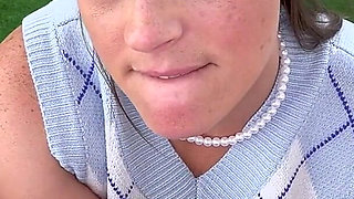 Melanie Hicks Sexy Big Natural Tits MILF Brunette POV No Hand Blowjob