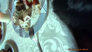 Public Extreme! Hot Licking and Fucking Orgy in a Restaurant