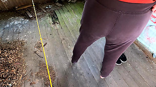 Naked Crotch Rope Walk on Veranda