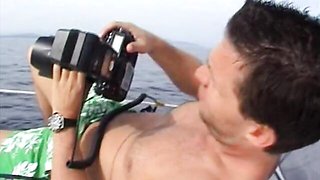 Nude photo shoot on the boat with a flexible blonde Sandy Fantasy