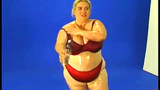 An oiled hairy BBW fucks with her fucker