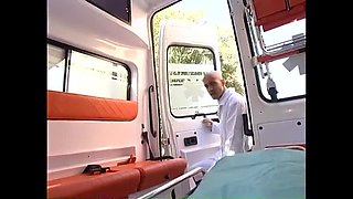 Sexy Italian Doctor Gets Hard Anal Creampie in Ambulance - Vintage Nurse Fuck