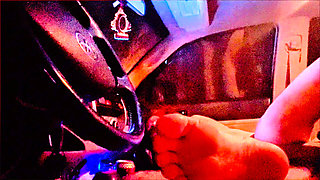 My Neighbors Hot Redhead Wife Sneaks Out to My Truck Again for Some Awesome Foot Job Action.