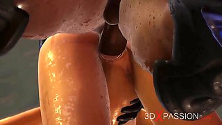A magnificent teenager blonde gets banged hard by a fire demon in the dungeon space